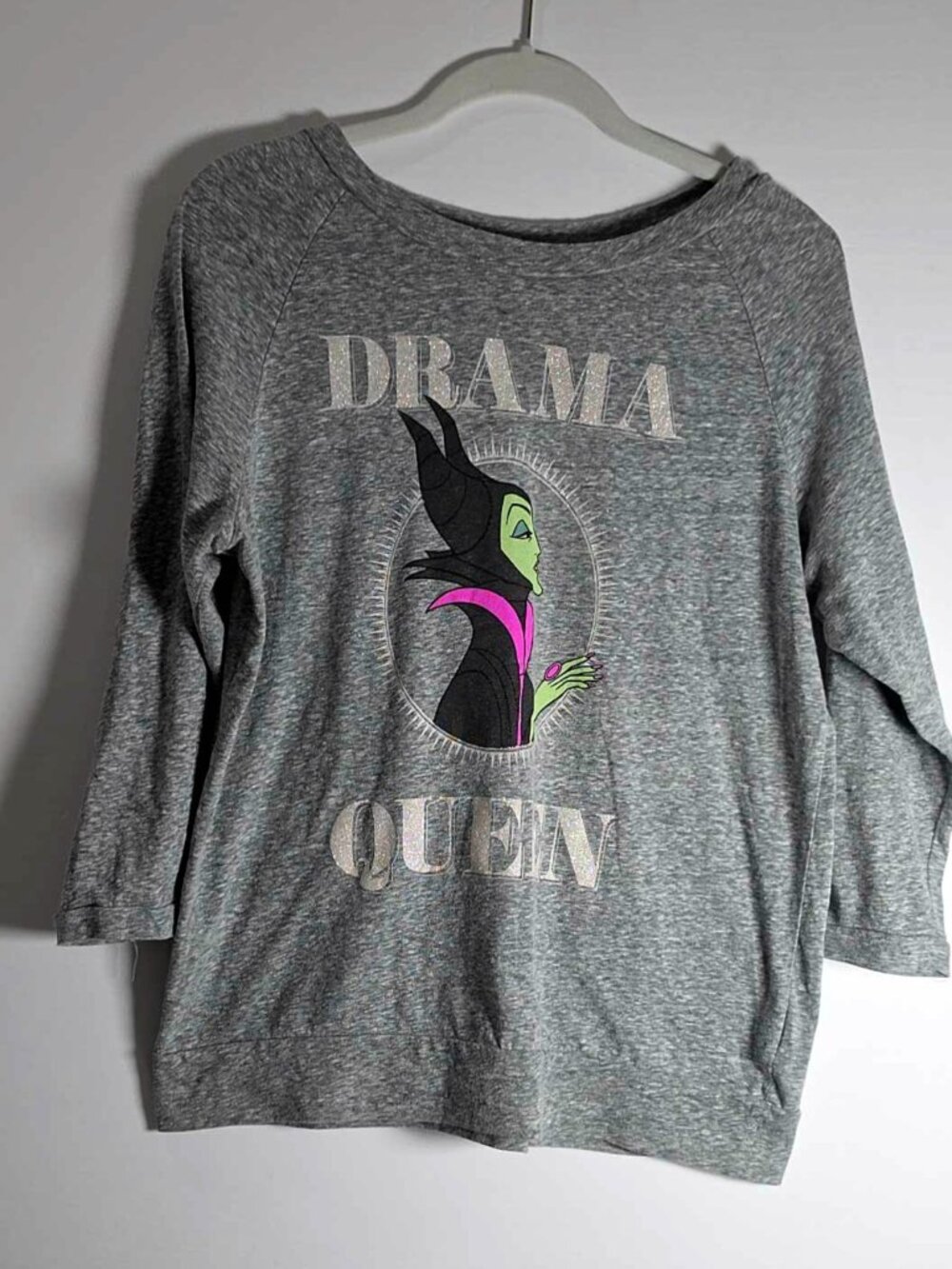 Disney "Drama Queen" Maleficent Sweatshirt, 3/4 Sleeve, Jr. Girls L (11-13)